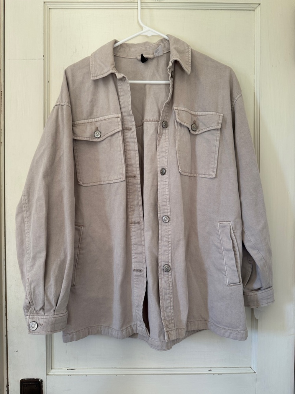 100% Cotton Divided Beige Women's Denim-Style Jacket